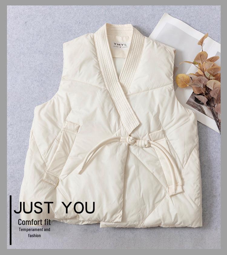 Women's Artistic Retro Frog Button Cotton Vest - Autumn/Winter 2026 Slimming, Stylish, Versatile, Loose Fit