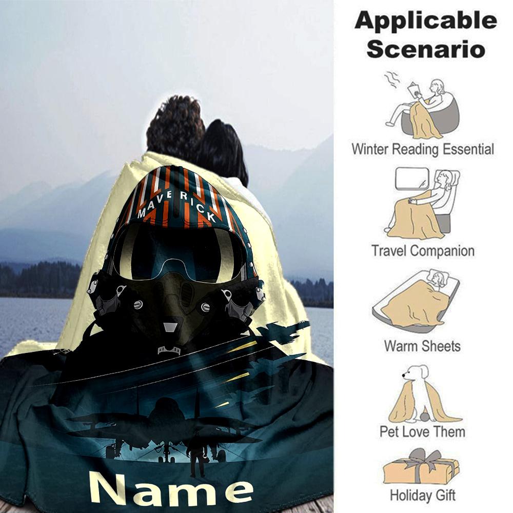 Customiz Name Personality Top Gun Maverick Blanket Soft &Warm Sofa Office Bed Travel Lunch Break Blanket, Gift Suitable All Seasons