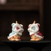 Color-Changing Tea Pet, Lion Dance, Auspicious Tea Table Decoration, Lion Dance,  Chinese Style Home Tea Pet, Lucky Doll