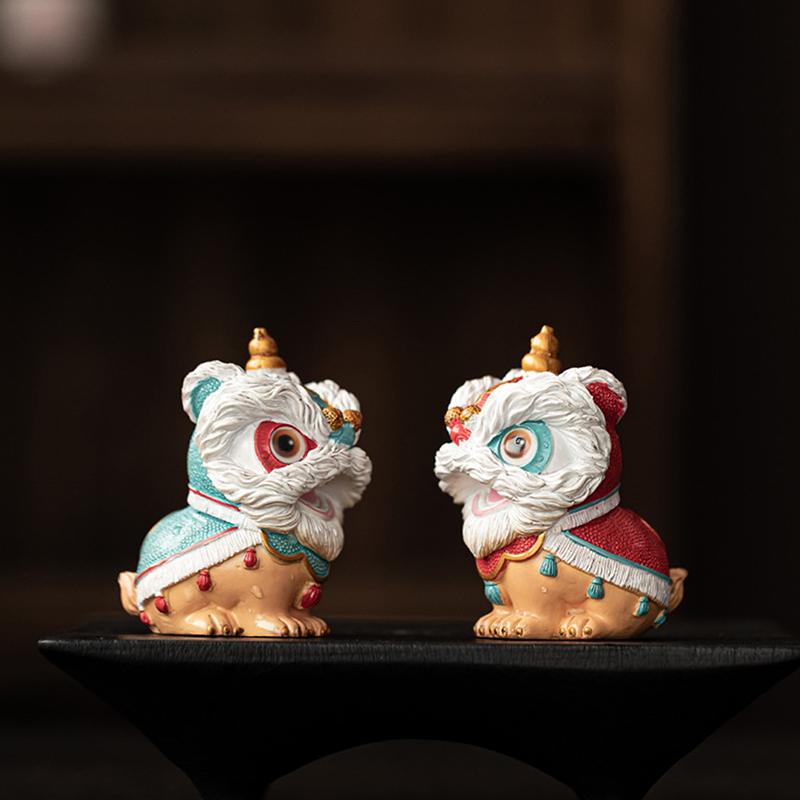 Color-Changing Tea Pet, Lion Dance, Auspicious Tea Table Decoration, Lion Dance,  Chinese Style Home Tea Pet, Lucky Doll