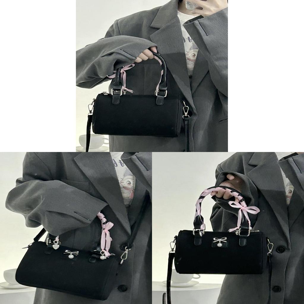 Black Bag Pu Leather Handbag With Zipper Closure And Card Pocket For Daily Use