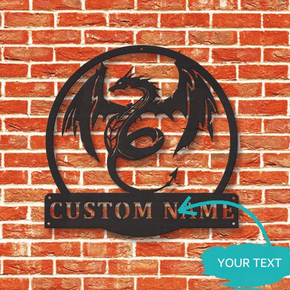 Custom Mythical Dragon Metal Wall Art Personalized Nameplate Home Decor