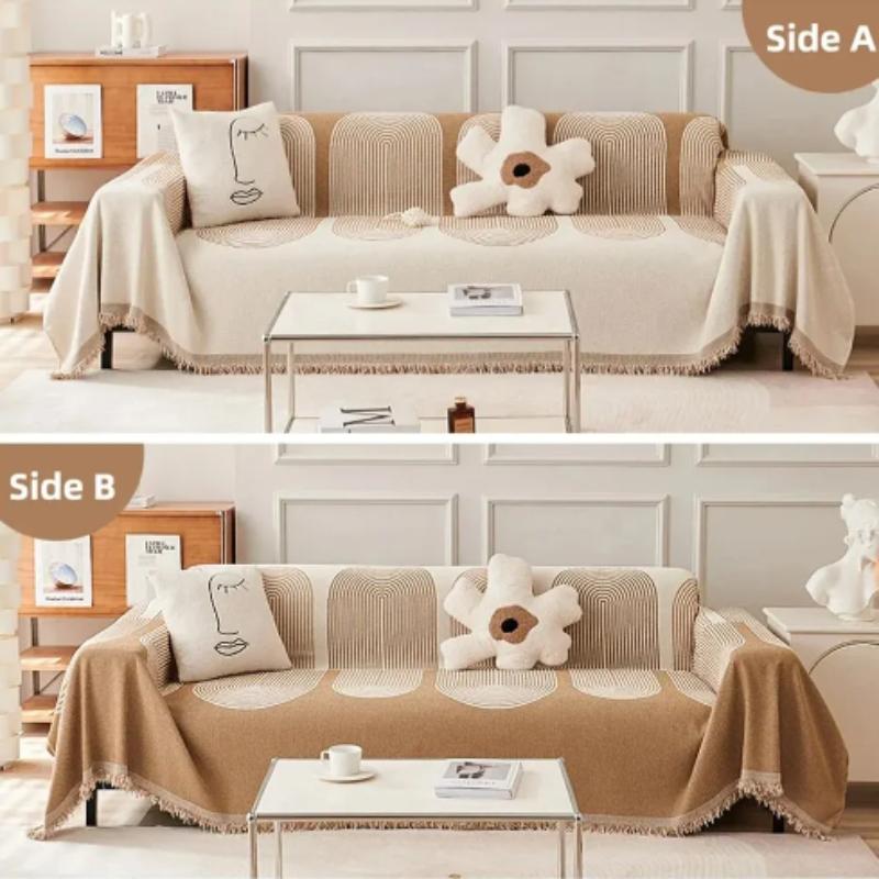 Nordic Tassel Throw Blanket Four Season Sofa Cover Dust Anti-cat Scratch Protection Cover Sofa Blanket Carpet Travel Rug Tassels