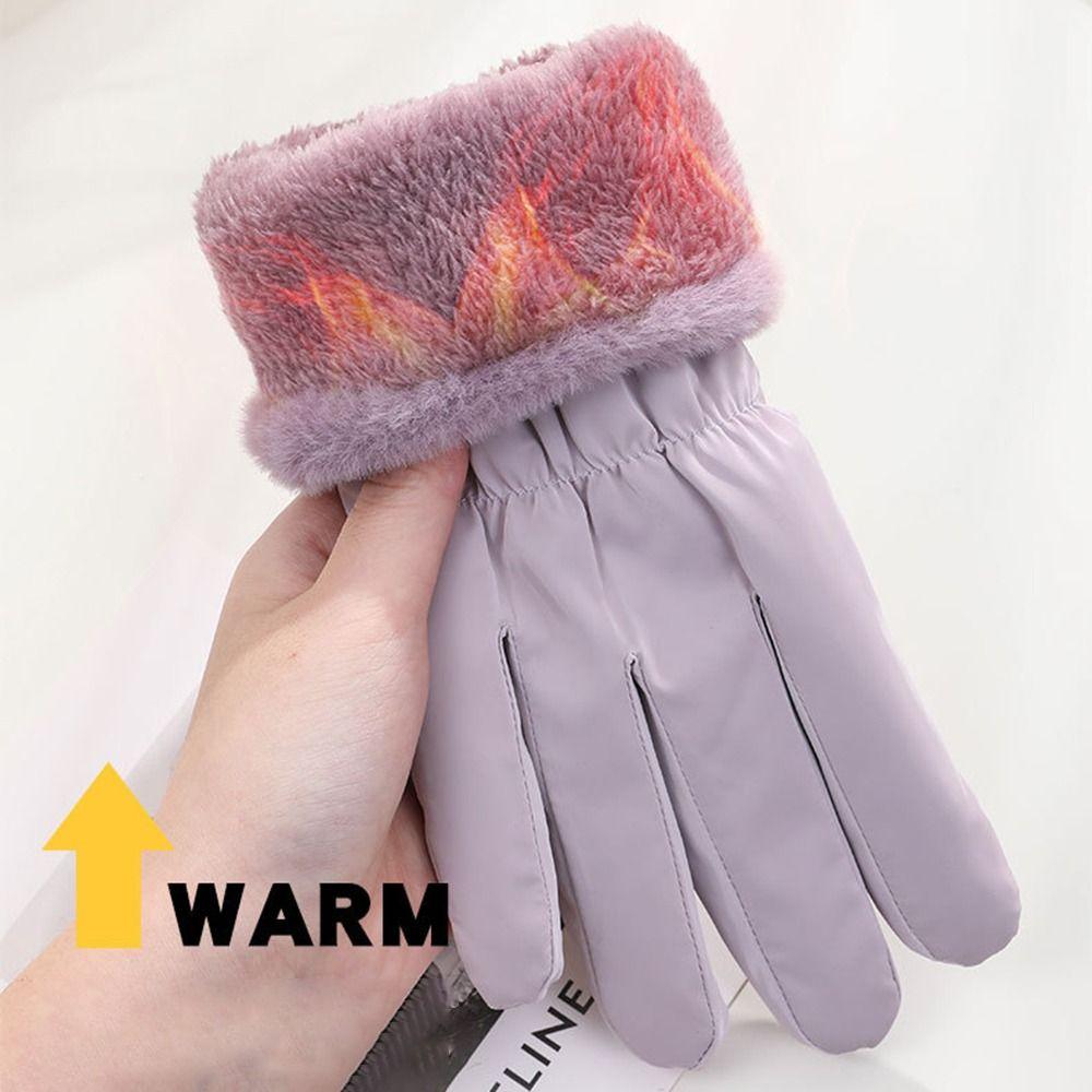 Cute Bear Women Winter Gloves Thickened Skiing Gloves Fleece Full Finger Gloves  Cycling Bicycle
