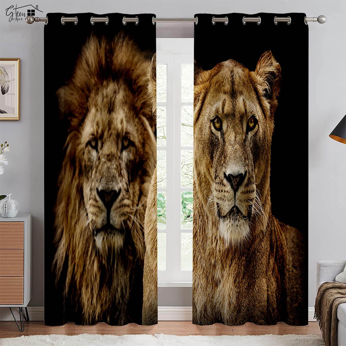 

Animal Lion Cheetah 3D Printing Curtain Bed Room Living Area Study Room Light Blocking Heat Insulation Curtain Residence Decorationation 2 Pieces W100xH130(CM) folio&Grommet Top