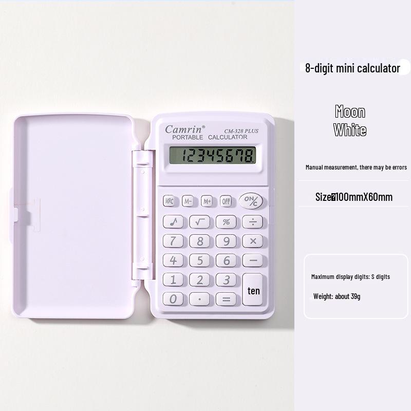 

Портативний міні калькулятор-фліп макаронних кольорів для студентів брудно-білий