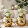 Metal Ball Round Metal Vase Set of 2 for Home Décor Decorative Flower Pot for Valentine’s Day