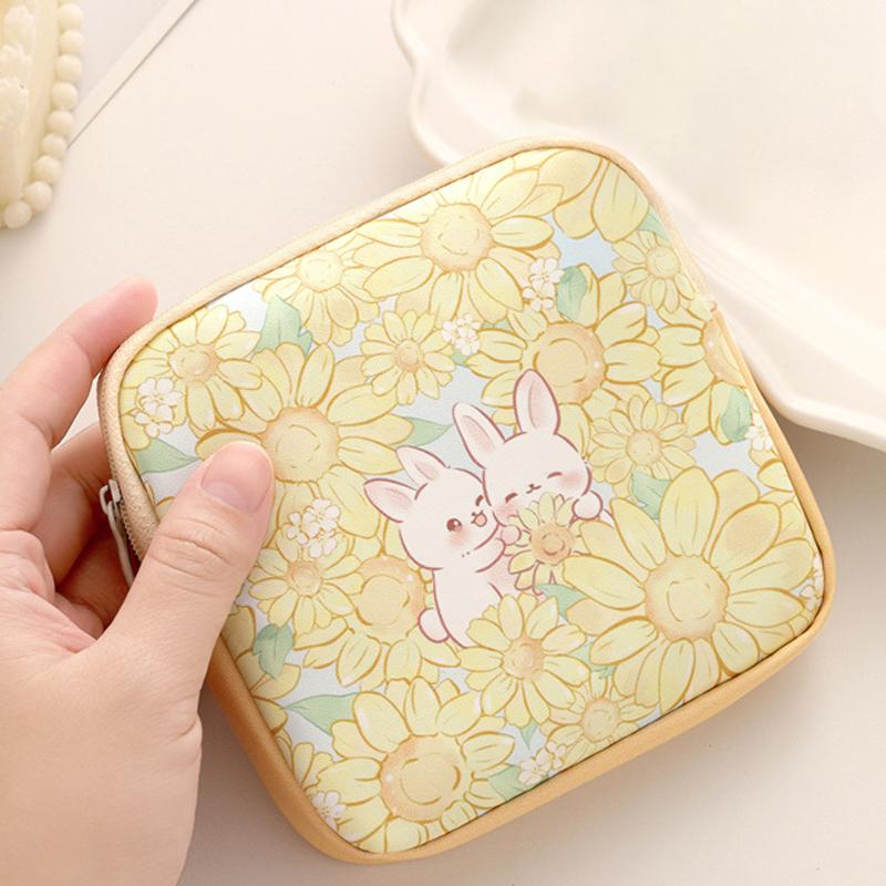 Creative PVC Sanitary Pads Bag Large Capacity Multipurpose Cosmetic Bag Portable Coin Purse Fashion Earphone Small Storage Bag