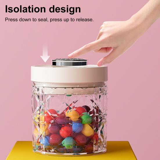 Vintage Airtight Storage Jar Clear Plastic Food Container with Pop Lid Stackable One Button Opening Kitchen Storage Organizer for Cereal Rice Flour