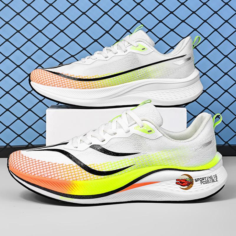 Shock-absorbing running shoes net racing breathable sports shoes single-layer 7 red rabbit students 6 older children's running shoes male price is e