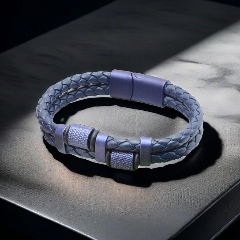 Модный Темно-синий Браслет для Мужчин Многослойный Ручной Работы Кожаный Браслет Универсальный Модный Аксессуар 7.5in