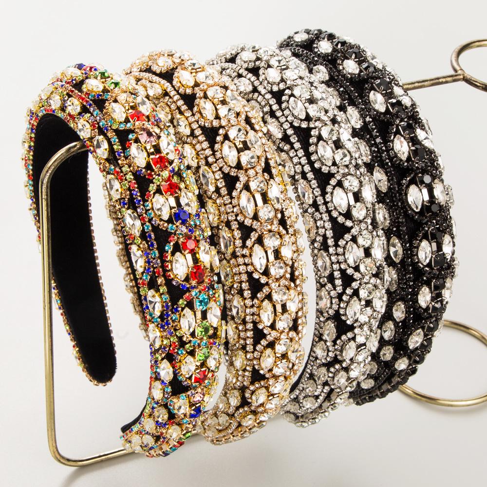 Heming Retro-Inspired Headband with Colored Glass and Diamond Inlays - Elegant Accessory for High-End Events