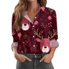 Christmas Snowflakes Snowmen Print Women Shirts Fashion Autumn Winter New Long Sleeve Loose Blouses Ladies Christmas Party Tops