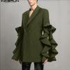 INCERUN Men Lapel Ruffled Splits Sleeve Casual Loose Party Blazer Coats
