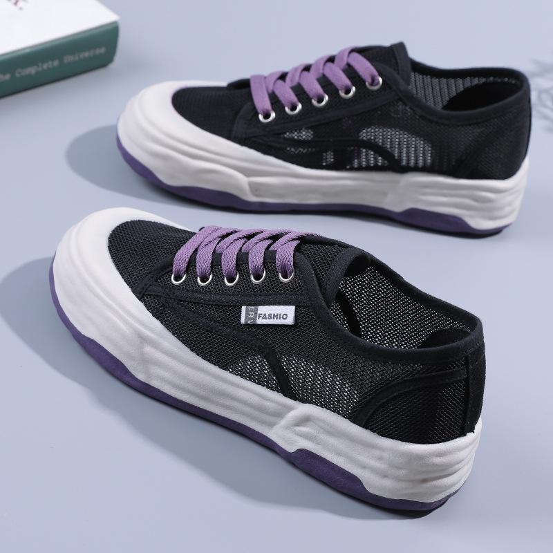 

Маленькие белые туфли женские туфли 2025 новый летний дышащий прилив сетка спортивные универсальные парусиновые кеды сетчатые туфли нескользящая мягкая подошва 40 чёрный
