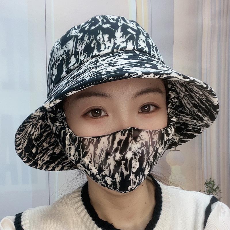Chapeau de soleil d'été chapeau seau chapeau avec masque intégré protection solaire d'été chapeau de soleil protection solaire extérieure chapeau pour le visage