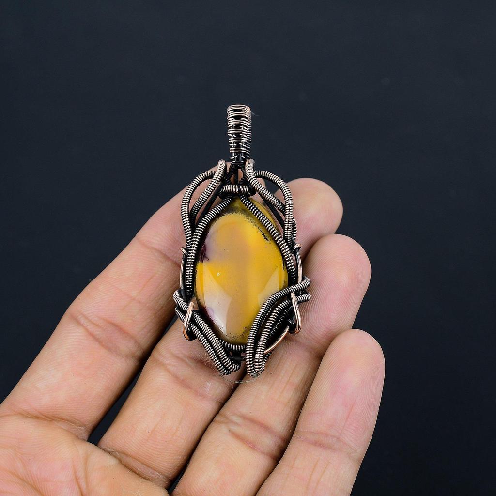 Mookaite 999 Copper Wire Wrapped Pendant Handmade Gemstone Jewelry, Gifts For Wife Brand New Pendant