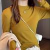 High-End Solid Color Long Sleeve Top for Women with Design Sense Suitable for Spring Autumn Winter Versatile Inner Wear Base Layer