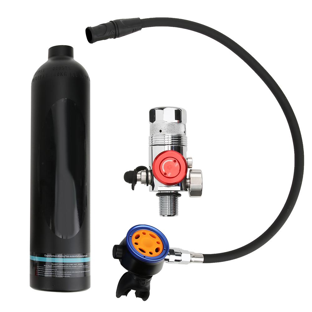 1L Diving Small Cylinder Rebreather with Pure Metal Secondary Breathing Valve Heads Black Diving Equipment