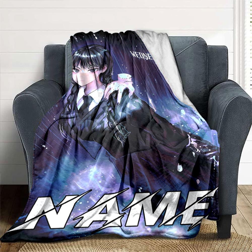 Customiz Name Personality Wednesday Addams Blanket Soft &Warm Sofa Office Bed Travel Lunch Break Blanket, Gift Suitable All Seasons
