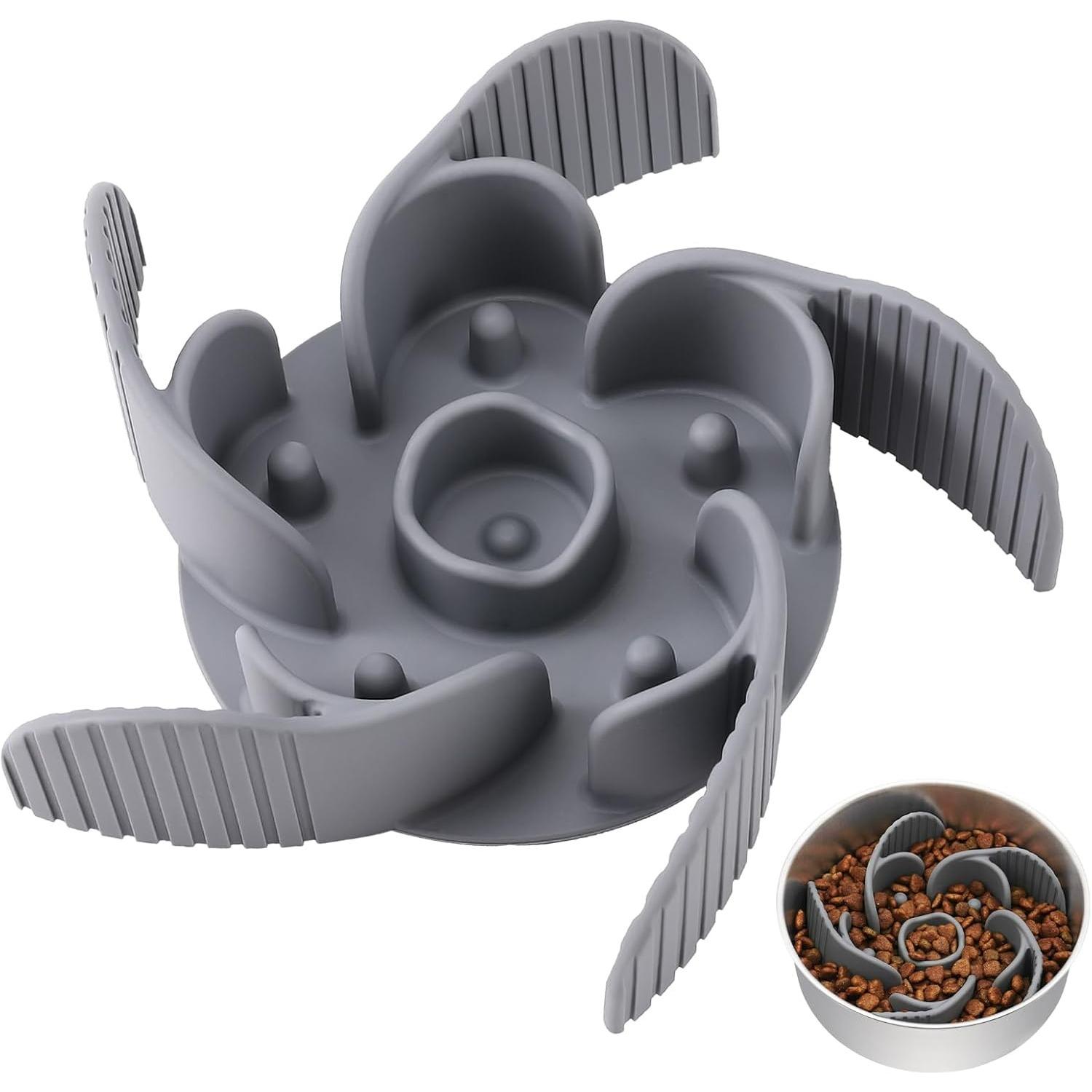 Slow Feeder Dog Bowl Insert with Suction Cups Dog Anti-Choking Slow Eating Feeder Insert for Medium Breed Large Sized Dog, Fit into Basic Bowls E