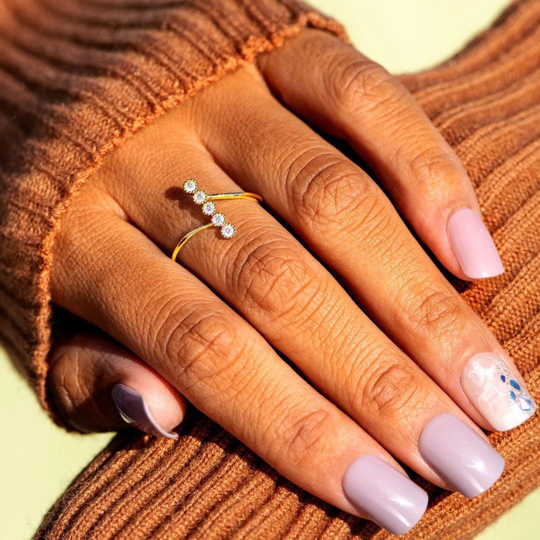 S925 Sterling Silver Women s Fashion Ring with Bead, Colored Diamonds, and Inlaid Zirconia - Simple Style Size 9
