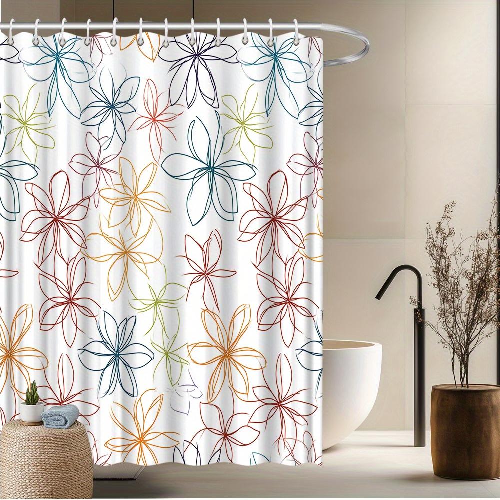 

Colorful Floral Shower Curtain, Hand-Painted Line Flower Pattern, Fashion Home Bath Decor, Party Background & Bathtub Decoration W90xH180cm