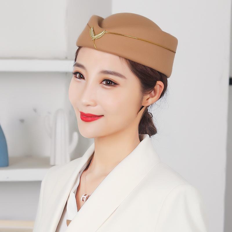 Women's Hat Ceremonial Guard Drum Team Performance Dance Hat Band Uniform Flight Attendant Beret