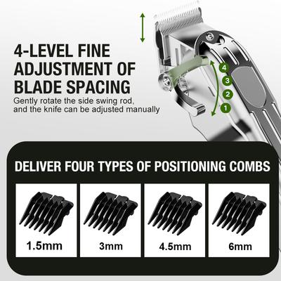 Cortador de cabelo masculino todo em metal, aparador elétrico de empurrar, aparador de cabelo elétrico doméstico, salão de cabeleireiro, aparador de pet de alta potência