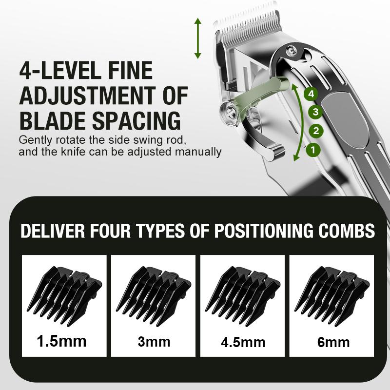 Cortador de cabelo masculino todo em metal, aparador elétrico de empurrar, aparador de cabelo elétrico doméstico, salão de cabeleireiro, aparador de pet de alta potência