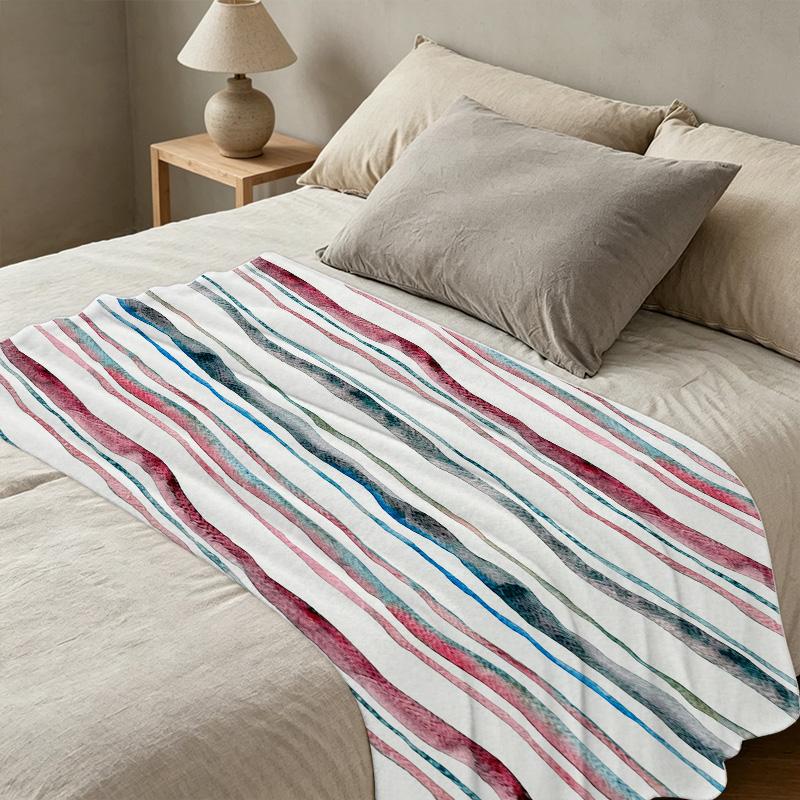 Plush Flannel Blanket Soft, Warm, Non-Shedding Striped Single Bed Blanket for Cozy Home, Daily Leisure, Halloween & Christmas