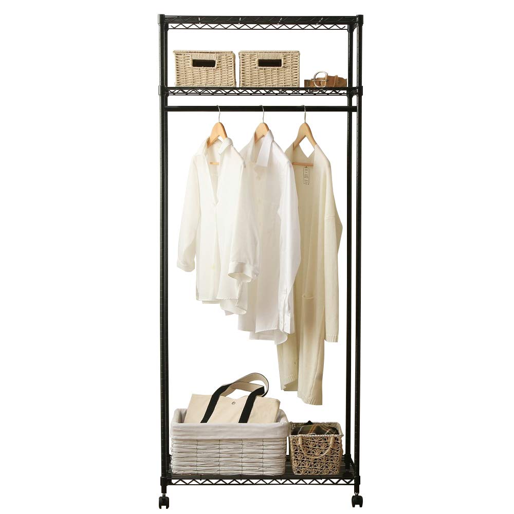 

IRIS OHYAMA Color Rack, Metal Wardrobe Rack, Black, with Casters, Clothes Rack, Rust-Resistant, Approx. 75cm Wide x 45cm Deep x 182cm High, 100kg