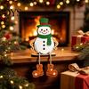 Small Wooden Holiday Gifts Christmas Hanging Leg Ornament, Santa/Snowman/Christmas Tree Shape, Shelf Sitter Decorative Craft for Fireplace Tabletop