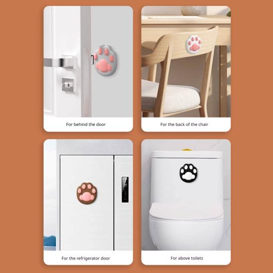 2Pcs Cat Paw Door Handle Stopper Self-Adhesive Silicone Door Knob Stop Wall Protector Quiet Shock Absorbent Wall Bumper Anti-collision Pad