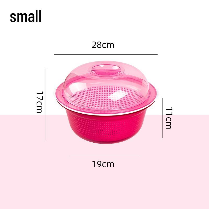 Large Kitchen Double-Layer Drain Basket with Lid for Fruit & Vegetable Washing and Storage