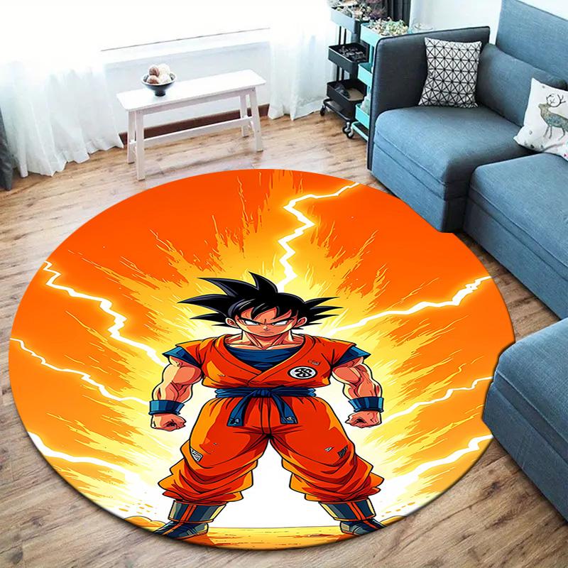 Son Goku Round Area Rug Carpet Rug For Living Room Bedroom Sofa Playroom Decor Nonslip Floor Mat