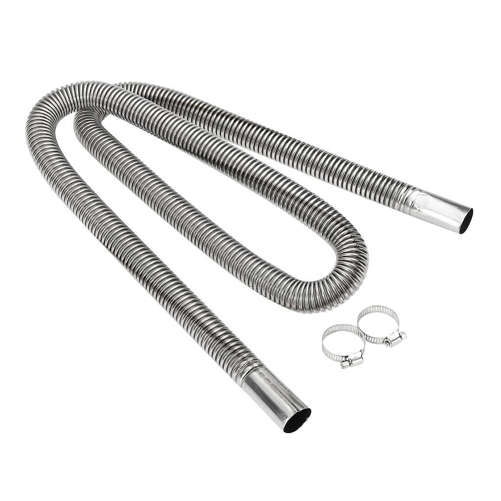 200cm Stainless Steel Exhaust Pipe with Two Clips Air Diesel Heater Car Parking Exhaust Pipe for Power Generators Car Heating