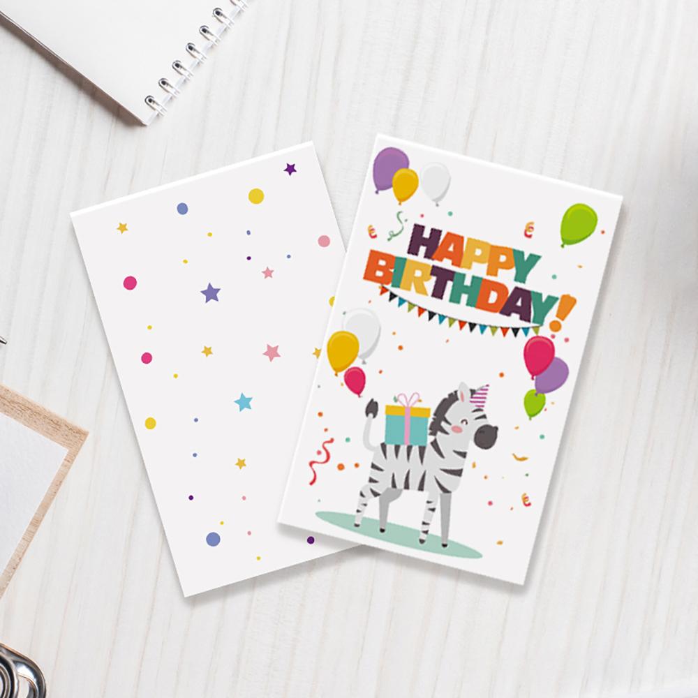 6 Cards+6 Envelopes Birthday Greeting Cards English Blessings Small Cards Party Decoration Cards with Envelopes