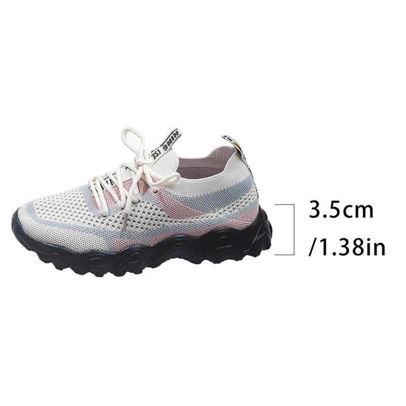 Fashion Color Block Knit Casual Sneakers for Women Platform Breathable Running Shoes Woman Lightweight Non Slip Walking Sneakers