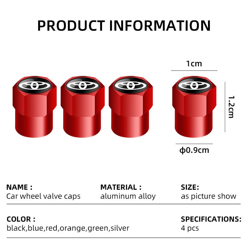 4Pcs/set Alloy Car Tire Valve Stem Air Caps Anti-theft Airtight Cover For Toyota Camry Yaris Hilux Prius Avensis Auris Corolla