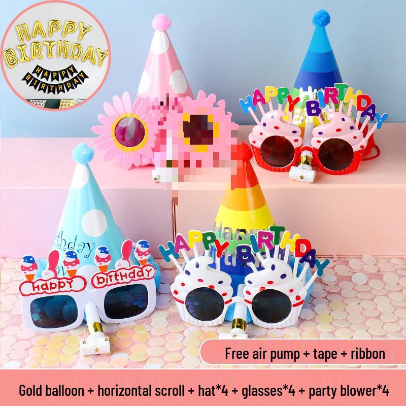 Funny Birthday Party Glasses & Baby Hats - Perfect Photo Props & Cake Decoration