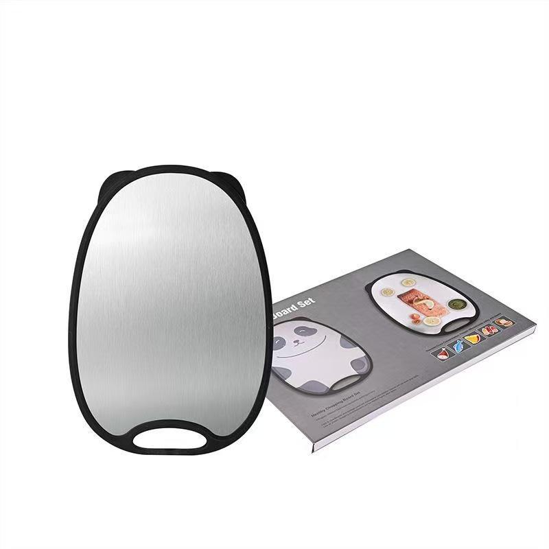 

Creative Panda Dual-Sided Baby Food Cutting Board - 304 Stainless Steel & PP, Kitchen Chopping Board with Color Box Packaging Oval