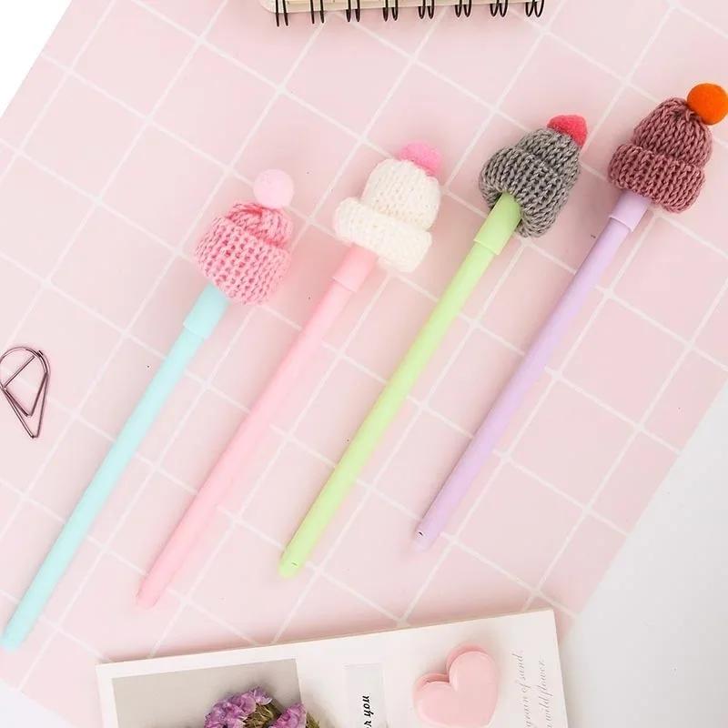 1Pcs Creative Cute Black Gel Pen The Small Fresh Hat Pen Cover Signature  Learning Stationery Gifts School Supplies