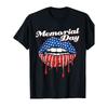 Memorial Day Patriotic T-Shirt - American Flag Lips Graphic - Soft Breathable Cotton Tee - Memorial Day & Father's Day Gifts -