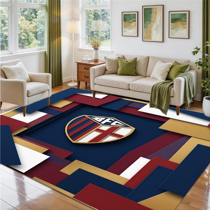 Bologna FC Design Crystal Velvet Rug Soft Decorative Mat for Bedroom Entrance