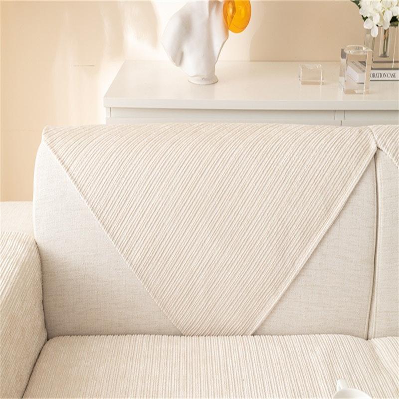 1PC Classic Striped Plush Sofa Cover for Living Room Winter Warm Sofa Mat Solid Color Anti-slip Couch Cushion for Home Decor