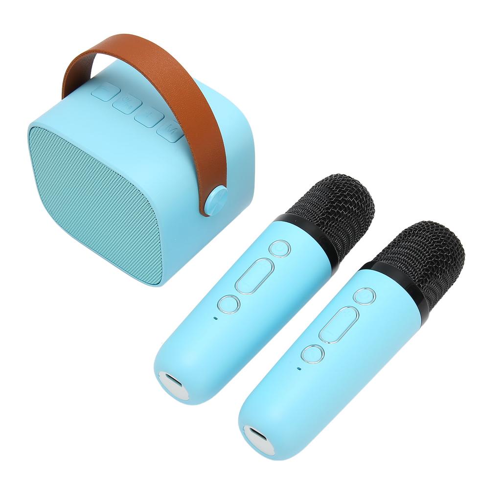 Karaoke Machine Multifunction Stereo Sound Portable   Speaker with 2 Wireless Microphones for Home Party KTV