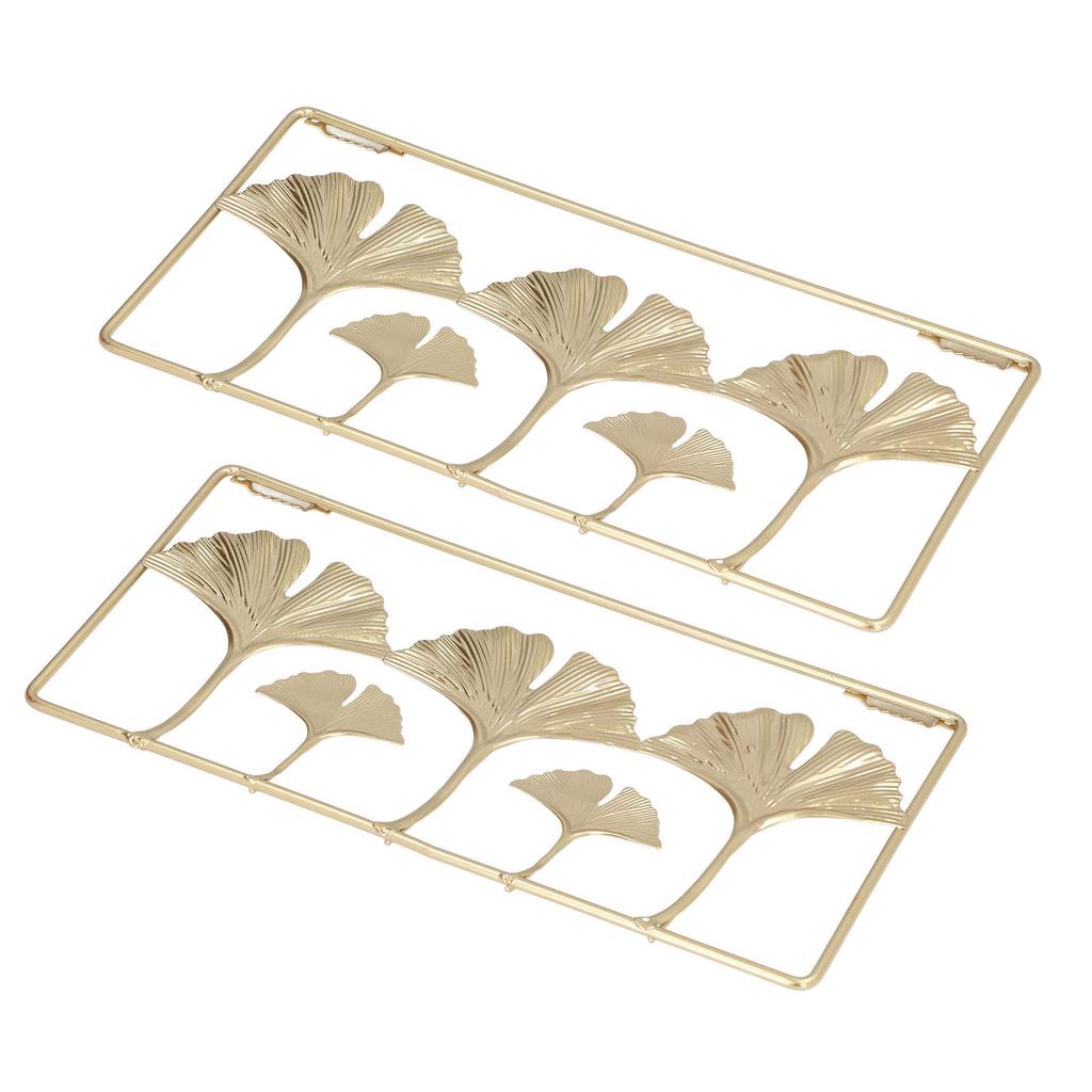 2Pcs Gold Metal Leaf Wall Decor 3D Modern Simple Clear Texture Metal Leaf Hanging Decoration with