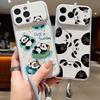 Süßes Cartoon-Panda-Leder-Lanyard-Hülle Für iPhone 18 Pro Max Hybrid-TPU+PU Anti-Rutsch-Weiche Abdeckung Für iPhone 17 16 15 14 13 Pro Max