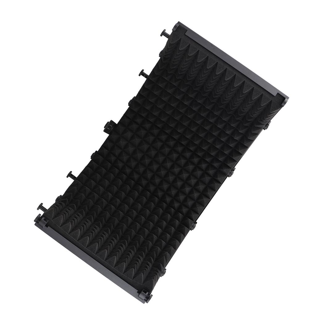 Microphone Isolation Screen Portable 5 Panel Foldable Mic Sound Absorbing Foam Reflector with Desktop Stand for Studio